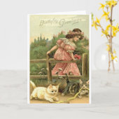 Carte d'anniversaire victorienne de fille et de (Fleur jaune)