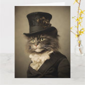 Carte d'anniversaire victorienne pour chat pour lu (Fleur jaune)