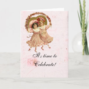 Carte d'anniversaire victorienne Shabby Rose Girl