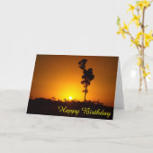 Carte d'anniversaire vierge du coucher du soleil (Fleur jaune)