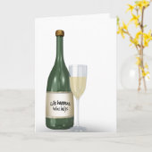 Carte d'anniversaire vin blanc et bouteille (Fleur jaune)