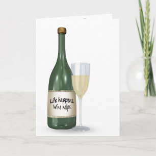 Carte d'anniversaire vin blanc et bouteille
