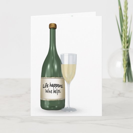 Carte d'anniversaire vin blanc et bouteille (Devant)