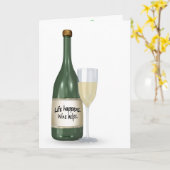 Carte d'anniversaire vin blanc et bouteille (Fleur jaune)