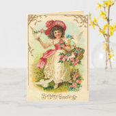 Carte d'anniversaire vintage (Fleur jaune)