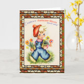 Carte d'anniversaire vintage (Fleur jaune)