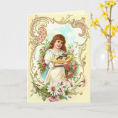 Carte d'anniversaire vintage (Fleur jaune)