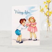 Carte d'anniversaire vintage (Fleur jaune)