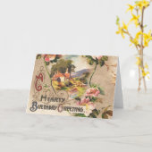 Carte d'anniversaire vintage (Fleur jaune)