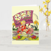 Carte d'anniversaire vintage (Fleur jaune)