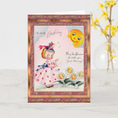 Carte d'anniversaire vintage (Fleur jaune)