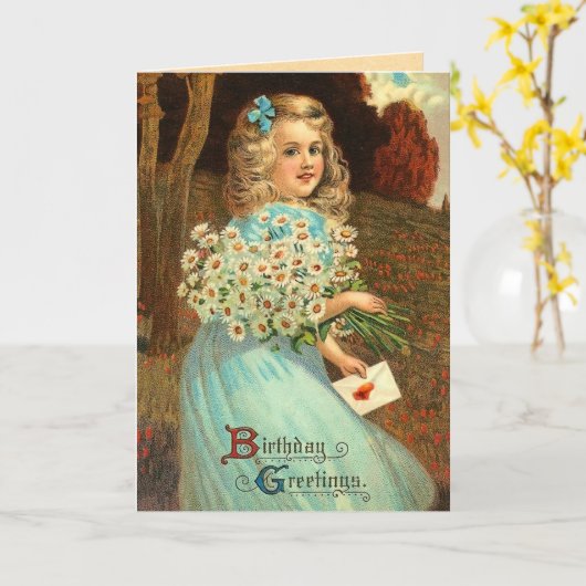 Carte d'anniversaire vintage (Fleur jaune)