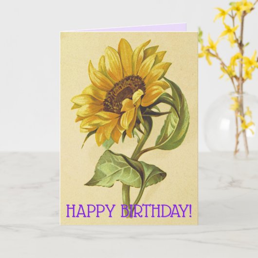 Carte d'anniversaire vintage affectueuse de (Fleur jaune)