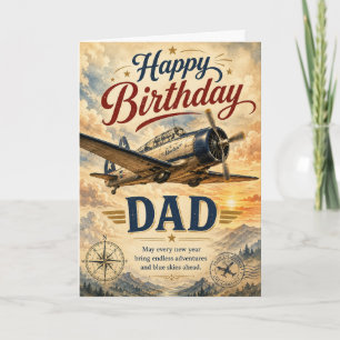 Carte d'anniversaire Vintage Airplane pour Papa