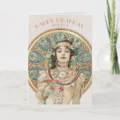 Carte d'anniversaire vintage Alphonse Mucha Champa (Devant)