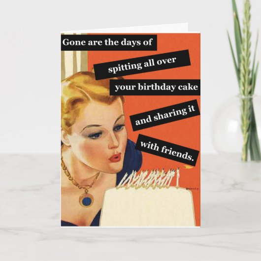 Carte d'anniversaire Vintage amusante soufflant de (Devant)