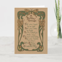 Carte d'anniversaire vintage - Art Nouveau