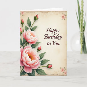 Carte d'anniversaire Vintage Bloom