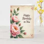 Carte d'anniversaire Vintage Bloom (Fleur jaune)
