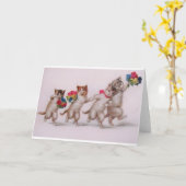 Carte d'anniversaire vintage - Chatons avec fleurs (Fleur jaune)