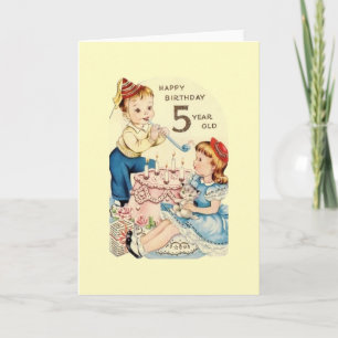 Carte d'anniversaire vintage de cinq ans