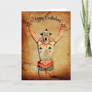 Carte d'anniversaire vintage de Clown Déplaisant
