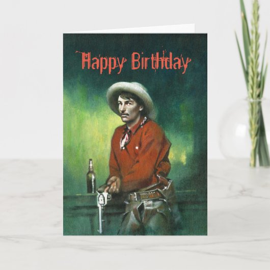 Carte d'anniversaire vintage de cowboy (Devant)