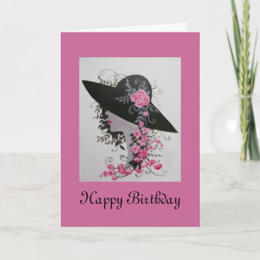 CARTE D'ANNIVERSAIRE VINTAGE DE DAME (Devant)