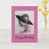 CARTE D'ANNIVERSAIRE VINTAGE DE DAME (Fleur jaune)