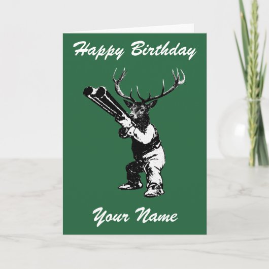 Carte d'anniversaire vintage de la chasse au cerf (Devant)