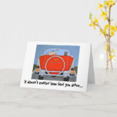 Carte d'anniversaire vintage de voiture (Fleur jaune)