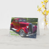 Carte d'anniversaire vintage de voiture (Fleur jaune)