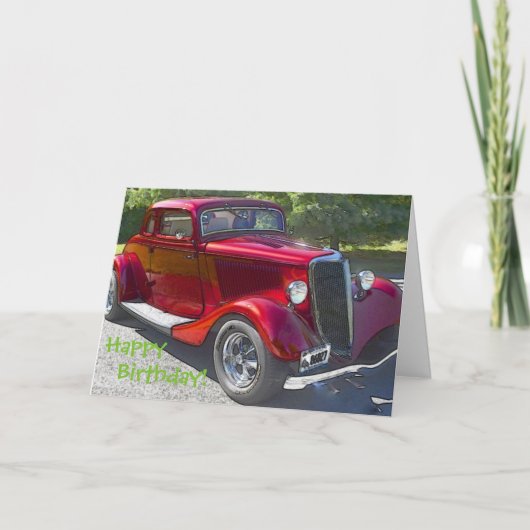 Carte d'anniversaire vintage de voiture (Devant)