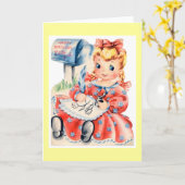 Carte d'anniversaire vintage d'enfant (Fleur jaune)
