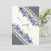 Carte d'anniversaire vintage dentelle et perles fl (Debout devant)