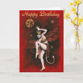 Carte d'anniversaire vintage Devil Lady (Fleur jaune)