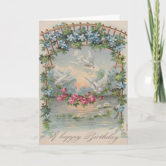 Carte d'anniversaire vintage Doses et Roses (Devant)