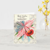 Carte d'anniversaire Vintage du Corage (Fleur jaune)