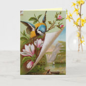 Carte d'anniversaire vintage du printemps (Fleur jaune)