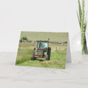 Carte d'anniversaire vintage du tracteur