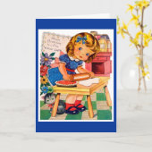 Carte d'anniversaire vintage enfant (Fleur jaune)
