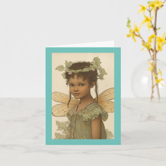 Carte d'anniversaire vintage Fairy (Fleur jaune)