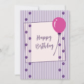 Carte d'anniversaire vintage fleurs et rayures lav (Devant)