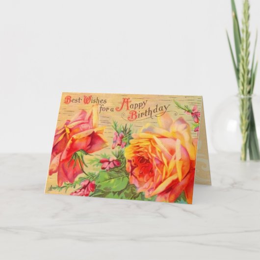 Carte d'anniversaire vintage Florale (Devant)