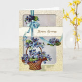 Carte d'anniversaire vintage Florale victorienne (Fleur jaune)