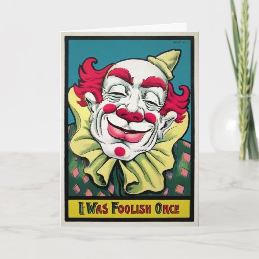 Carte d'anniversaire vintage Foolish Clown (Devant)
