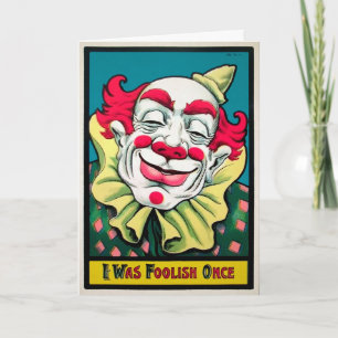 Carte d'anniversaire vintage Foolish Clown