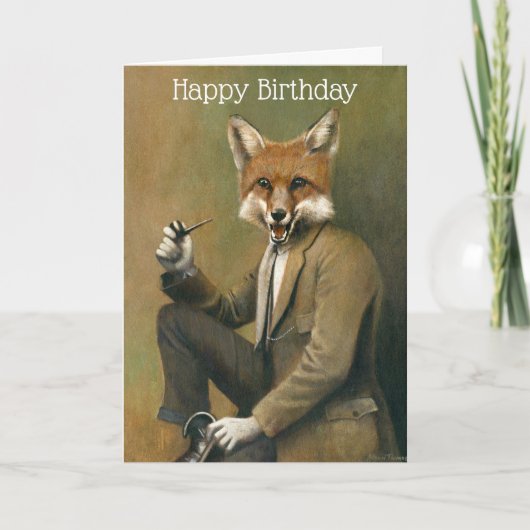 Carte d'anniversaire vintage Fox Gentleman (Devant)