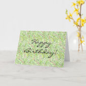 Carte d'anniversaire vintage Green Floral (Fleur jaune)