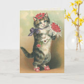 Carte d'anniversaire vintage Kitten (Fleur jaune)